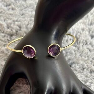 Purple Austrian Crystal 14k Gold Filled Cuff Bangle Bracelet